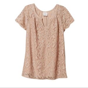 HD in Paris Anthropologie Verga Lace Top Size 0P Cream Color Neutral